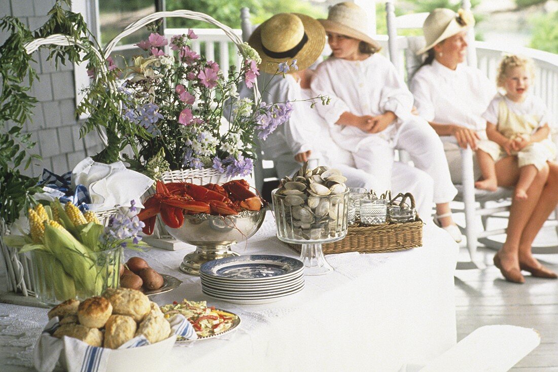 Summer Buffet with People in the Background