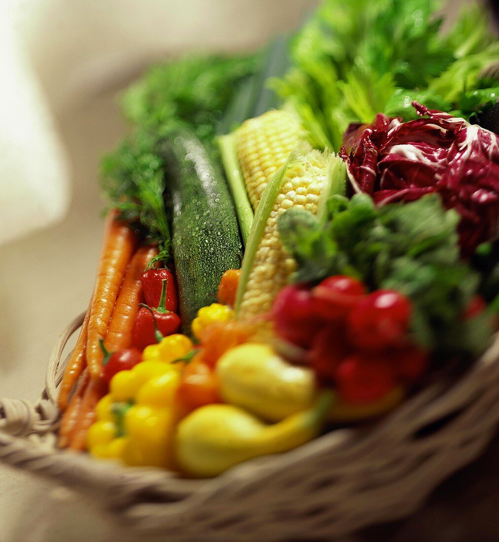Fresh Produce Basket; Selective Focus