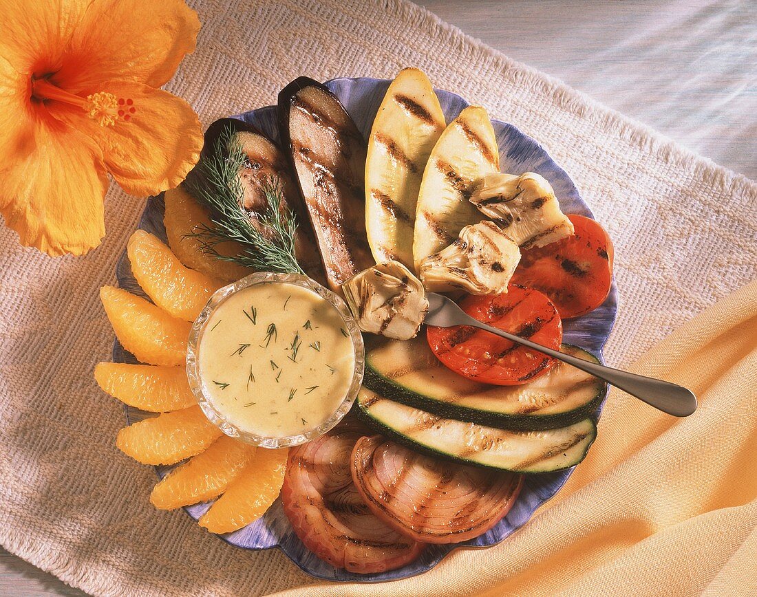 Grilled Vegetable Platter with Orange Dill Sauce