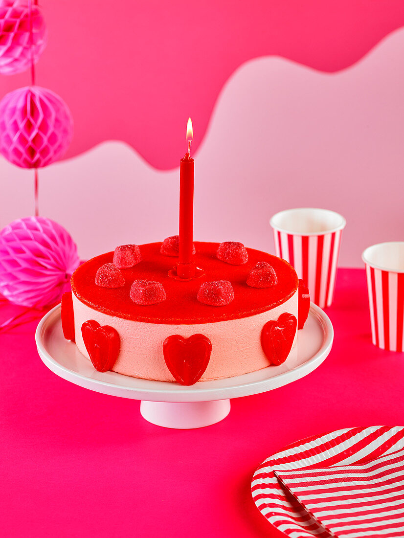 Strawberry Birthday cake and lollipops