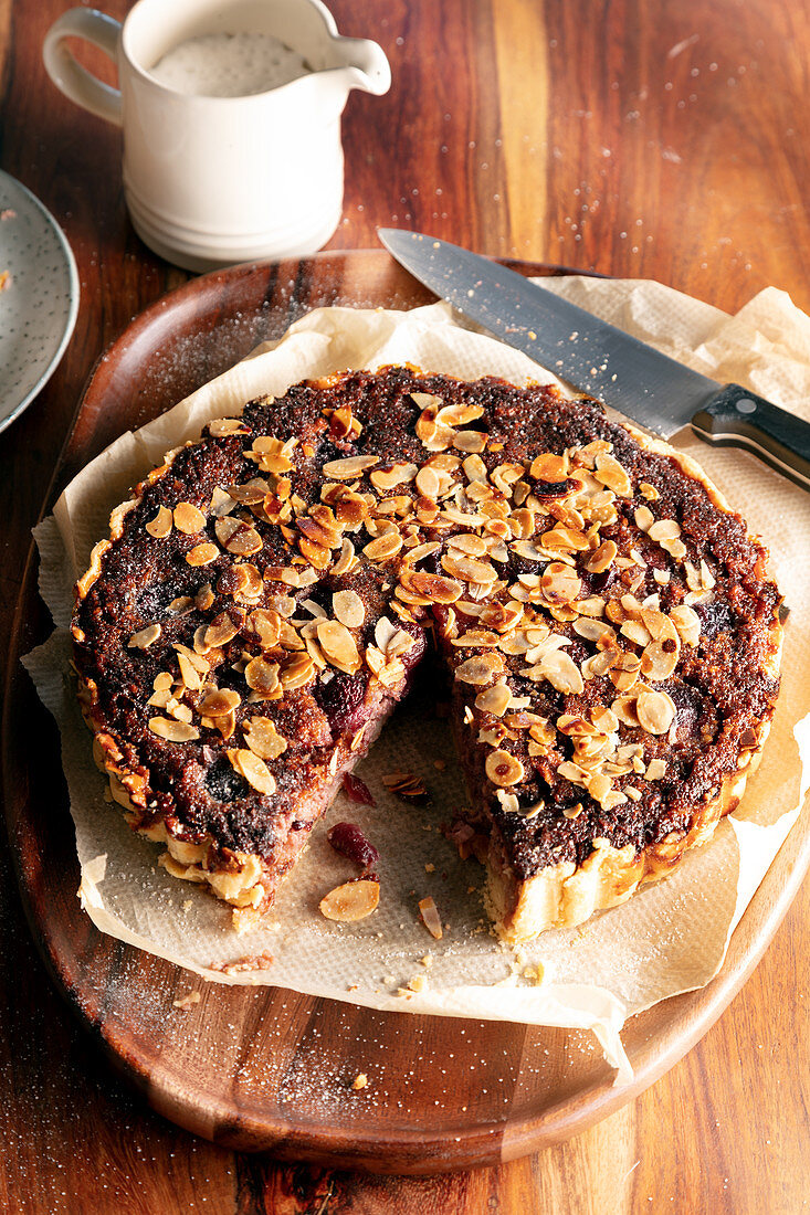 Cherry ,nut and dried fruit tart