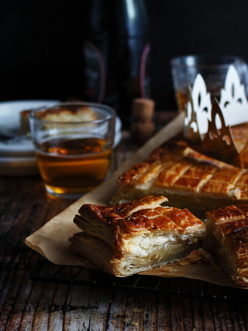 Rectangular frangipane galette of kings