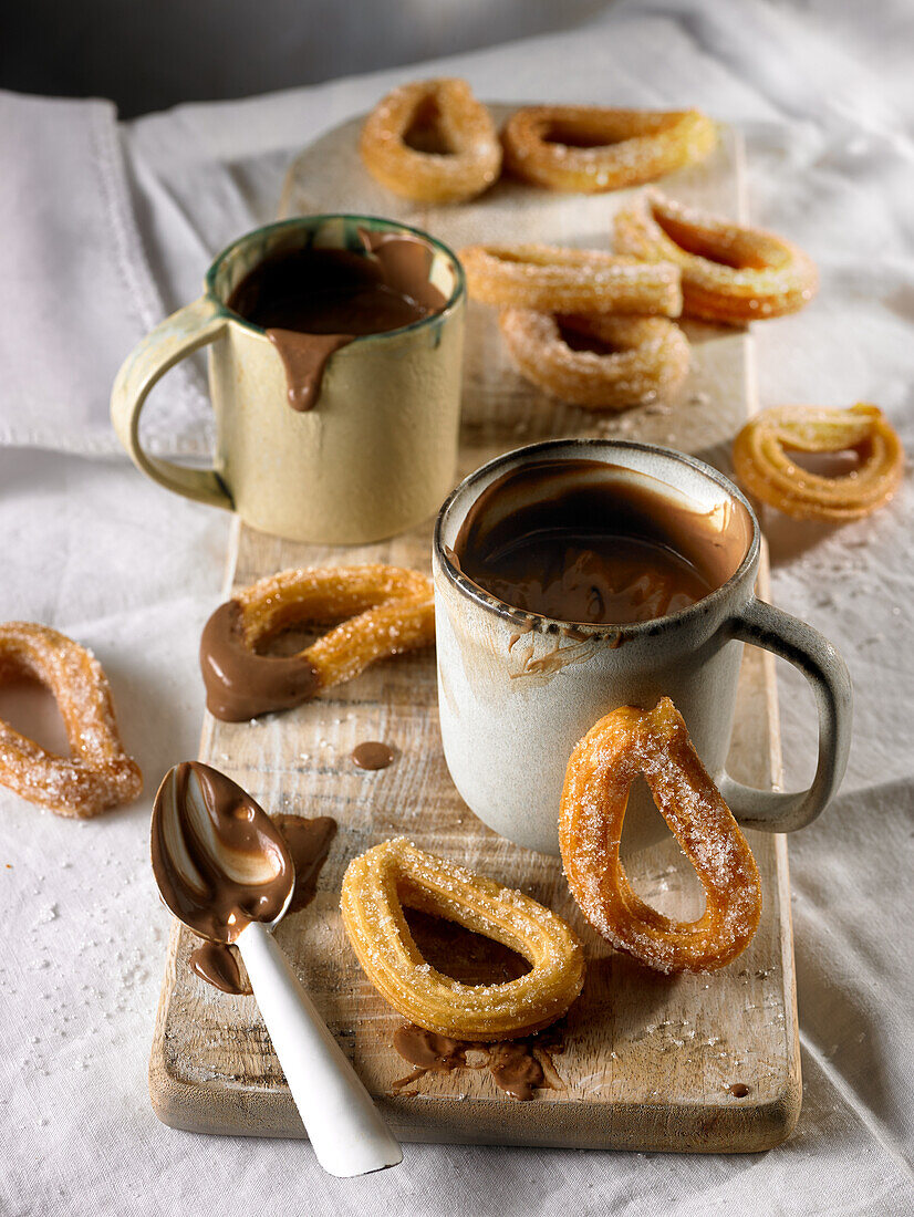 Churros with melted chocolate