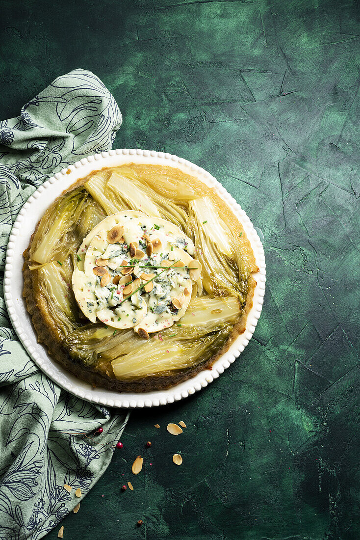 Endive Tatin with Blue Cheese and Slivered Almonds