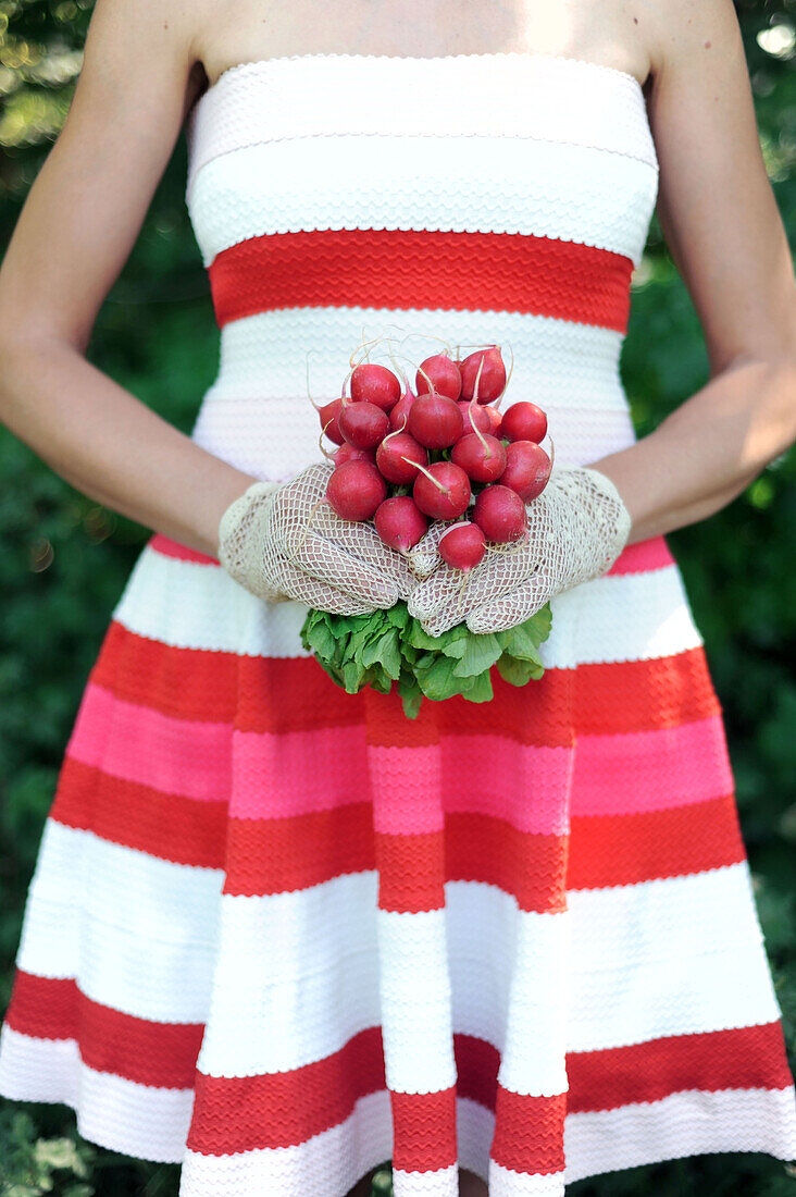 A bunch of radishes as bridal bouquet