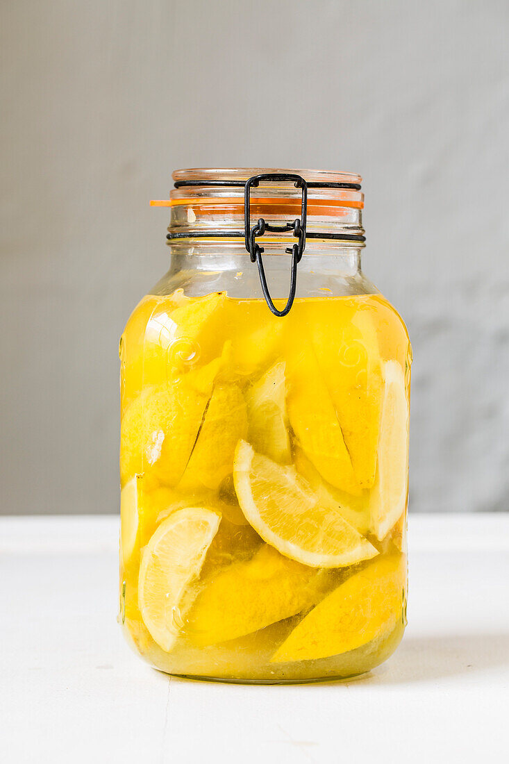 Fermented lemons in a preserving jar