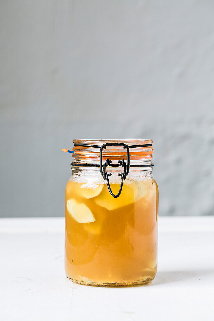 Homemade ginger ale in a jar