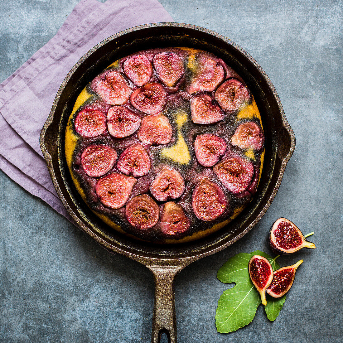 Fig cake baked in a Cast Iron pan