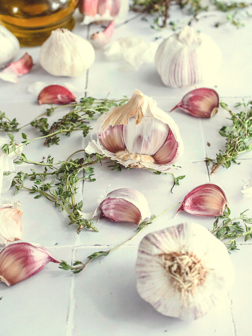 Garlic bulbs and cloves