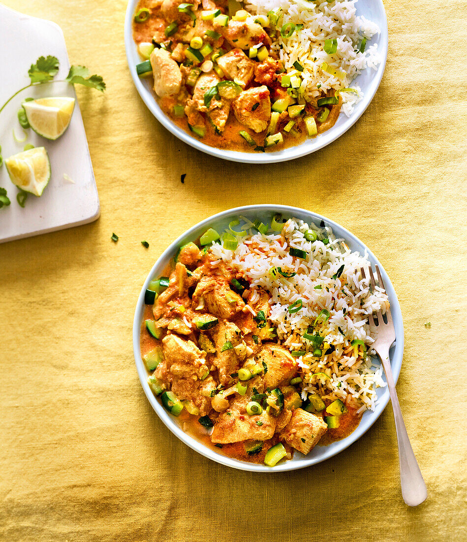 Chicken tikka masala with rice