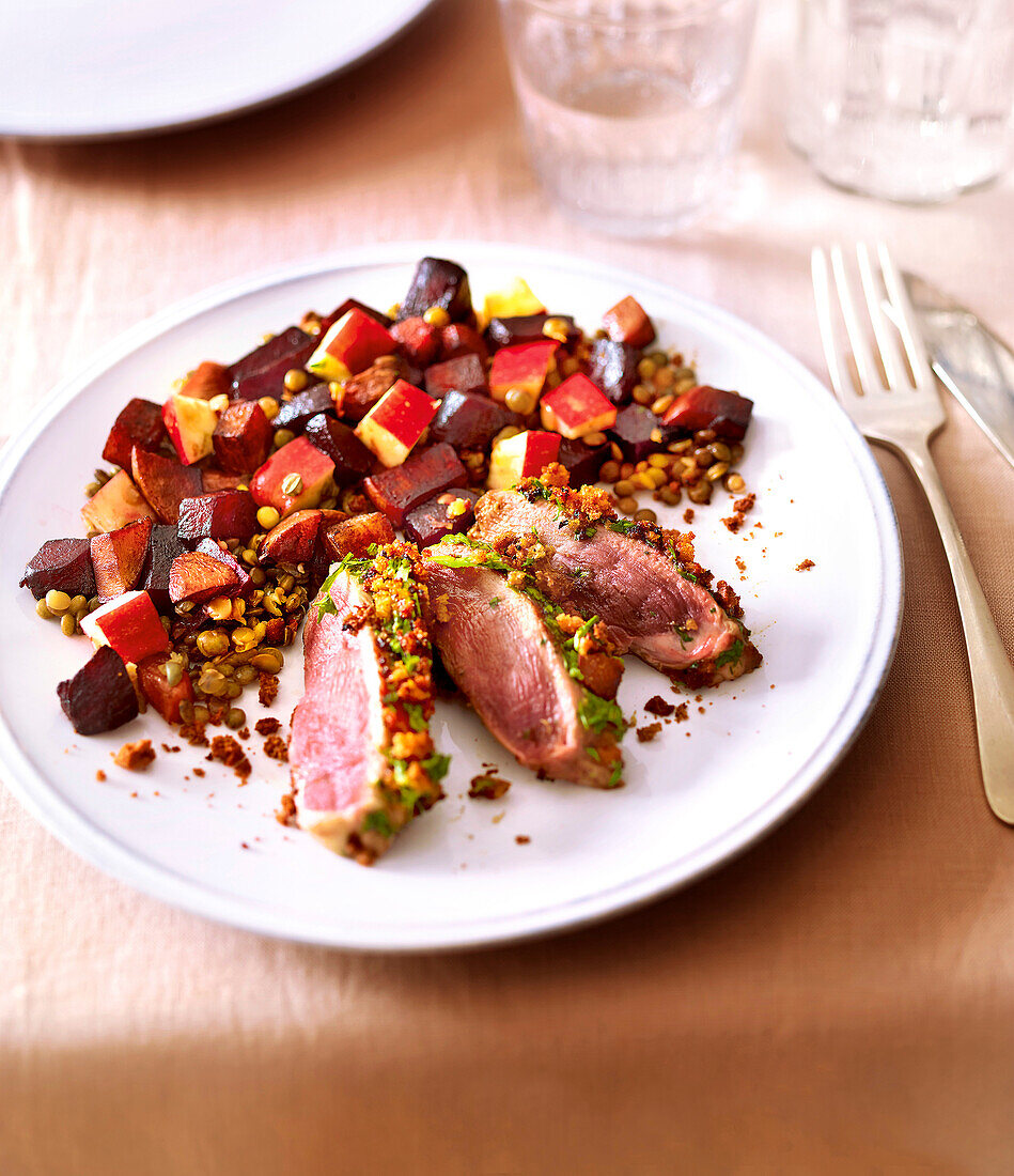 Duck breast in a spicy crust