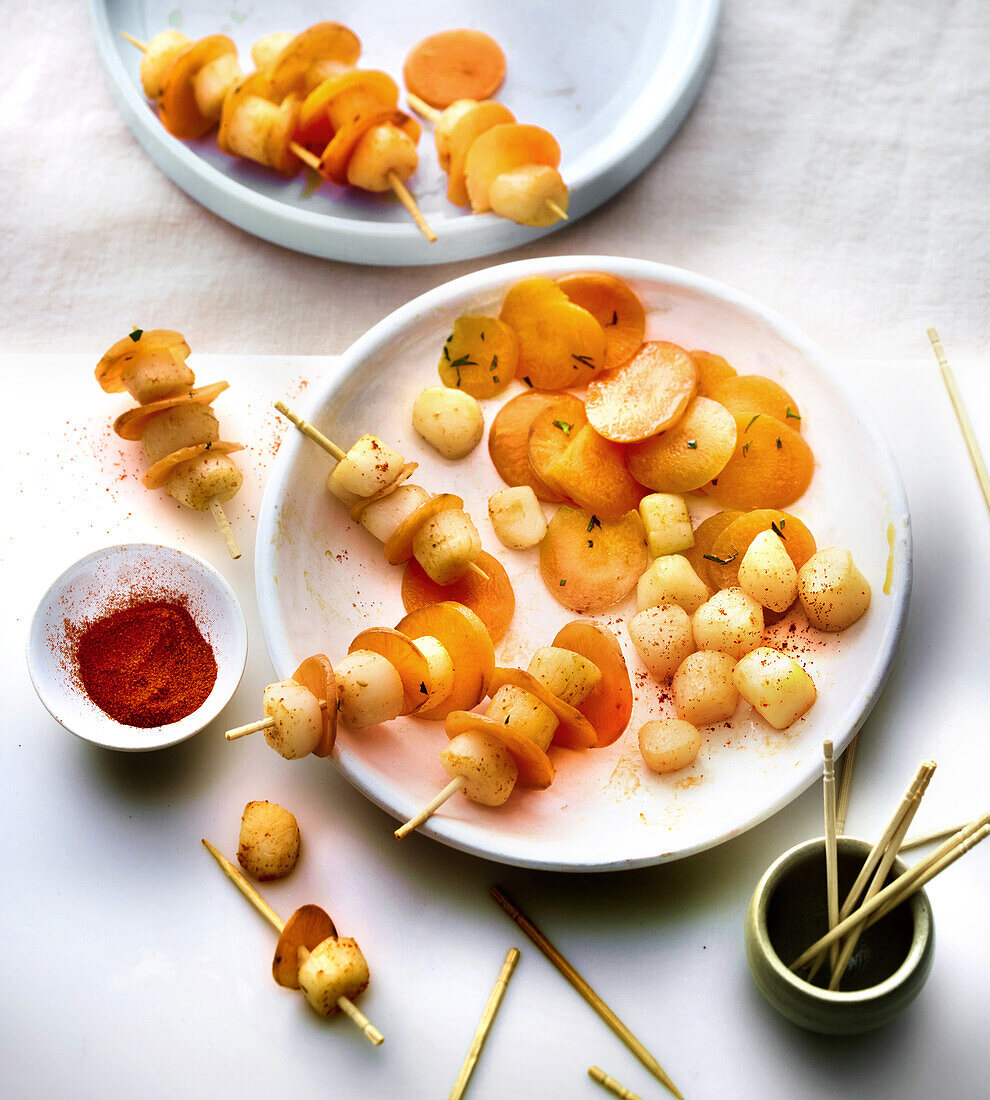 Carrot Scallop Skewers