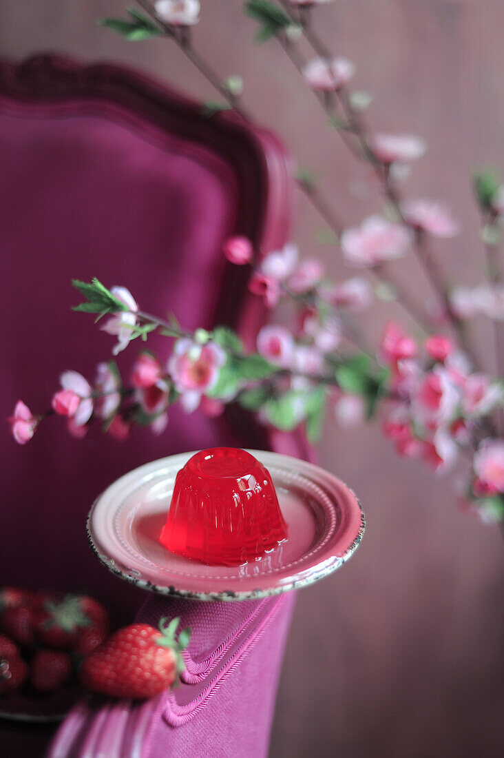 Strawberry jelly on plate