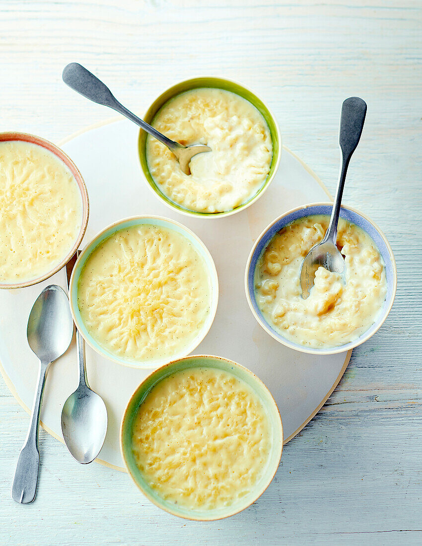 Rice pudding in bowls