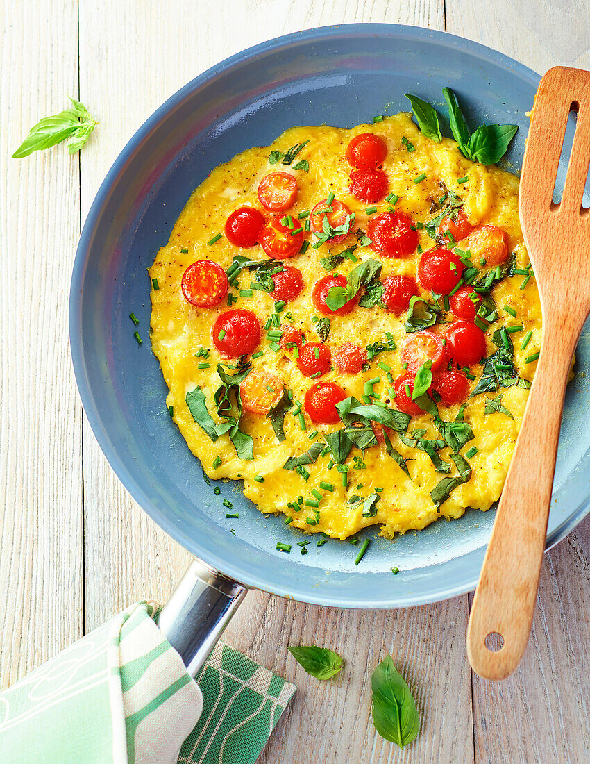 Cherry tomato and herb omelette