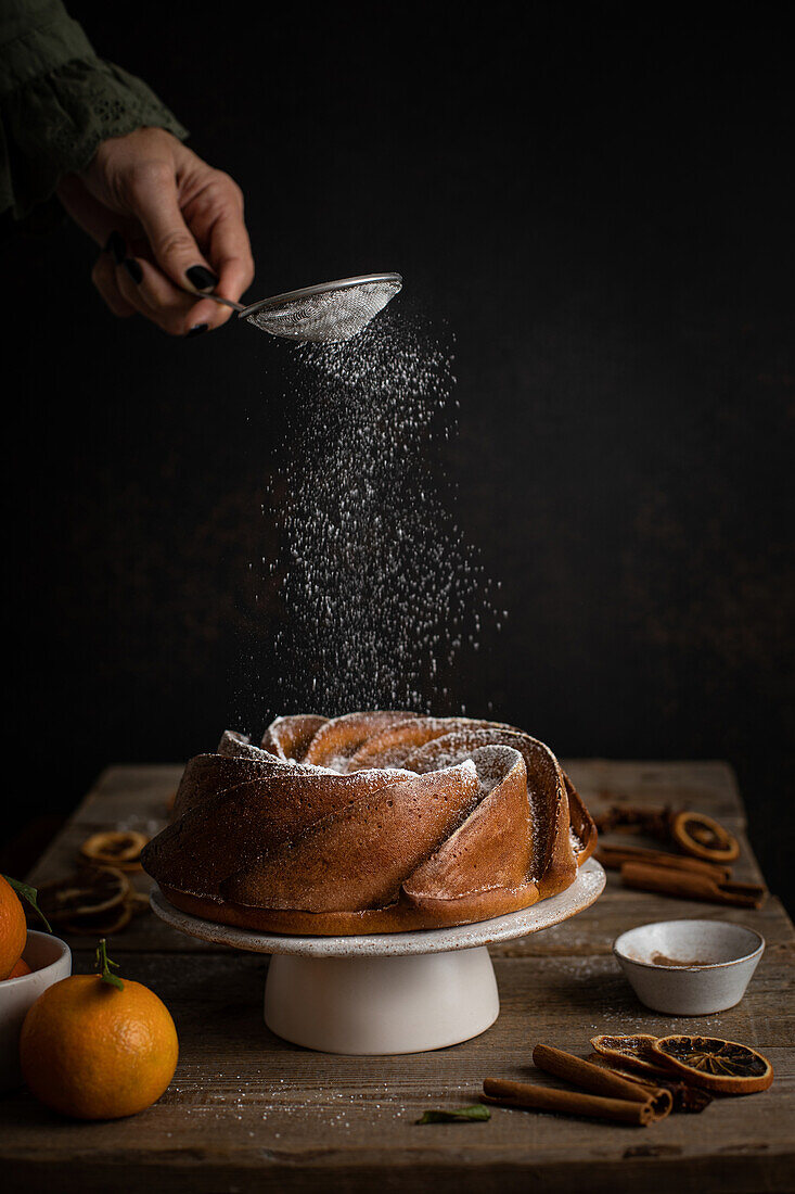 Christmas cake with icing sugar