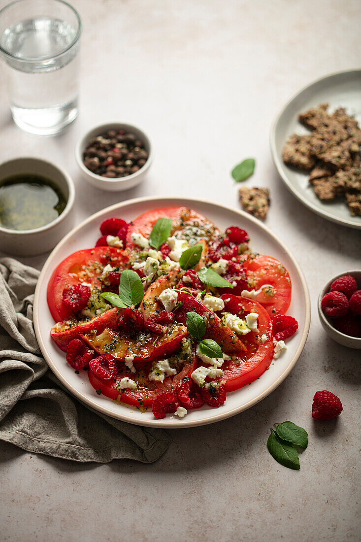 Tomato,feta and basil salad