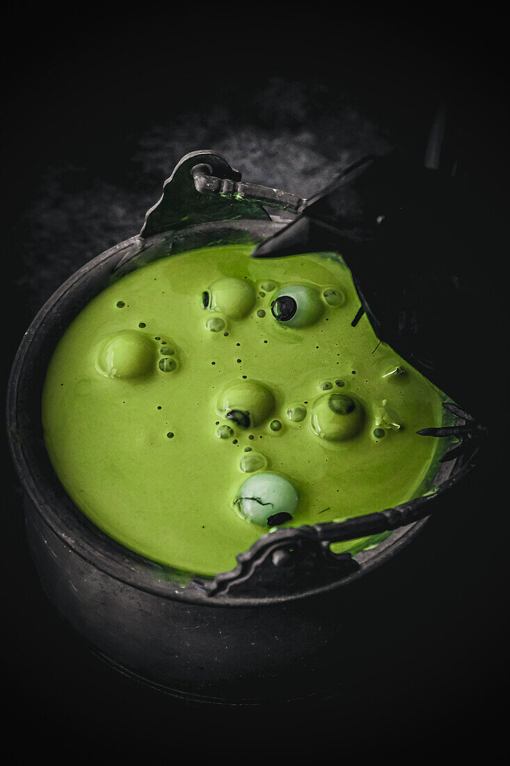 Cauldron of Halloween green soup