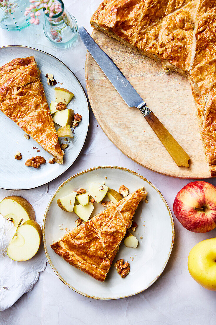 Galette de Rois with apple and nuts