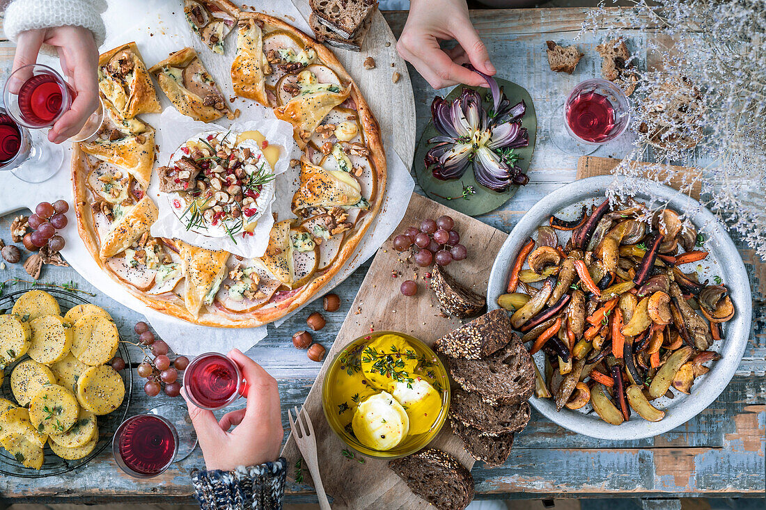 Winter table setting with appetisers and starters