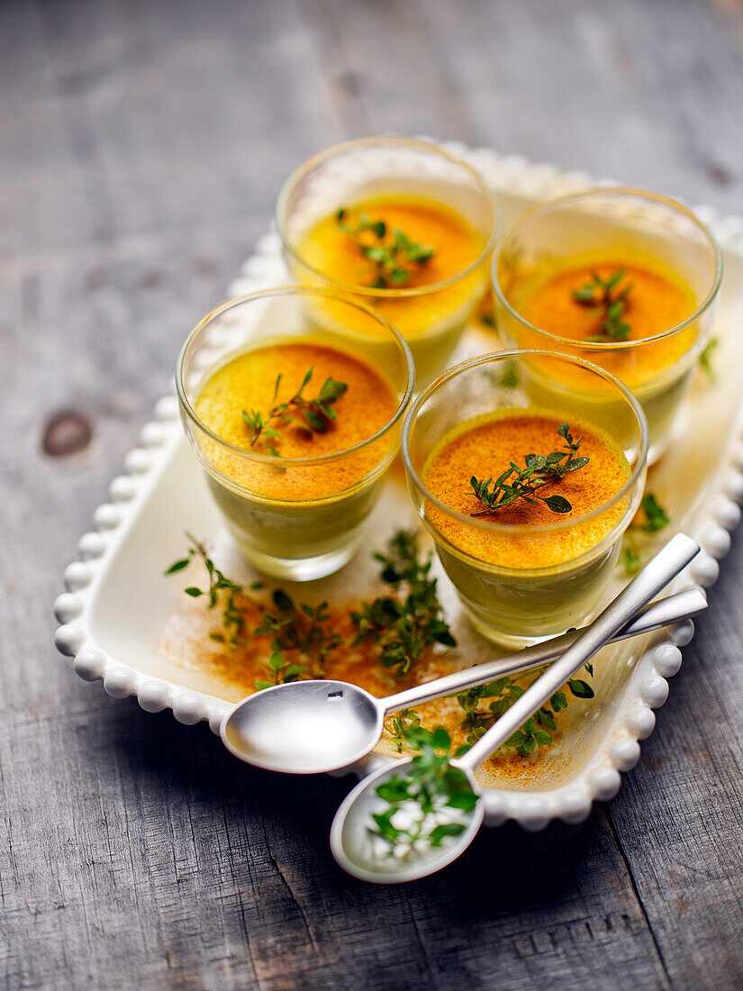 Goat's cheese panna cotta with turmeric