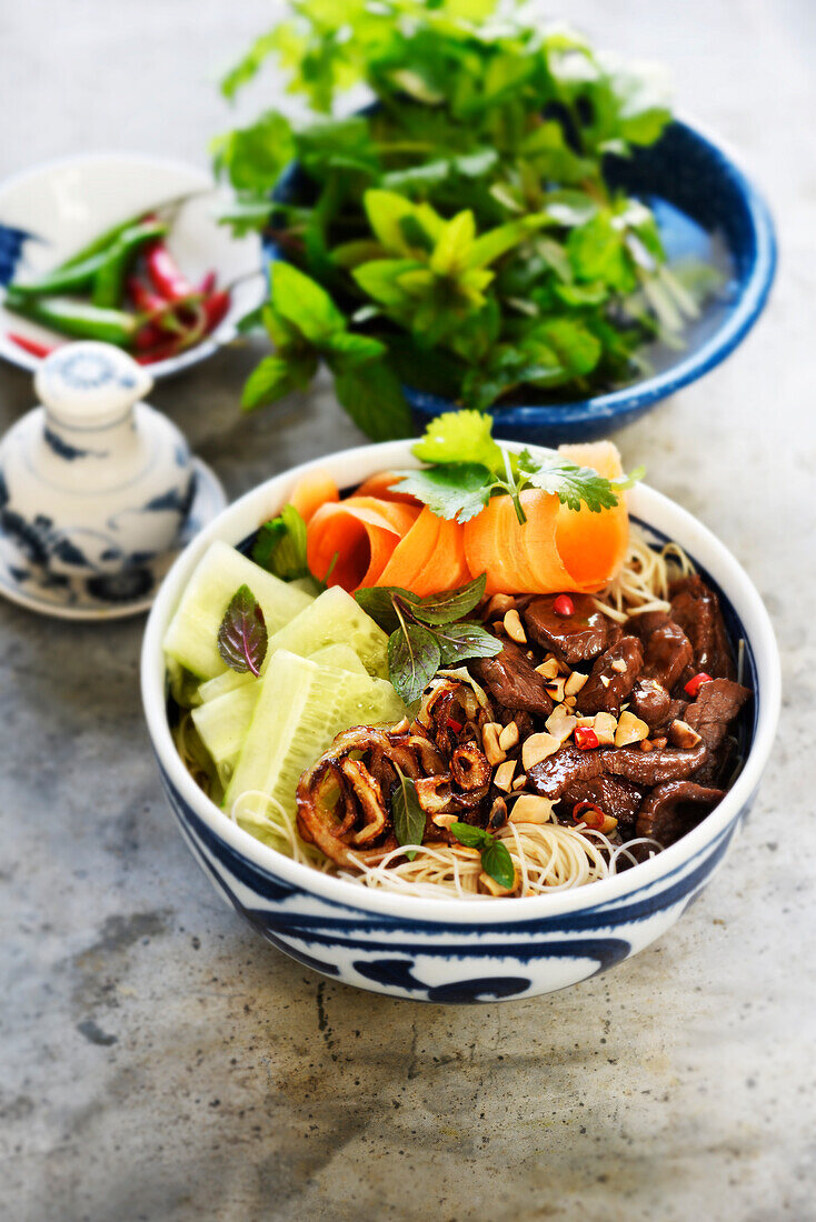Vietnamese Bo Bun (Beef with Rice Noodles)