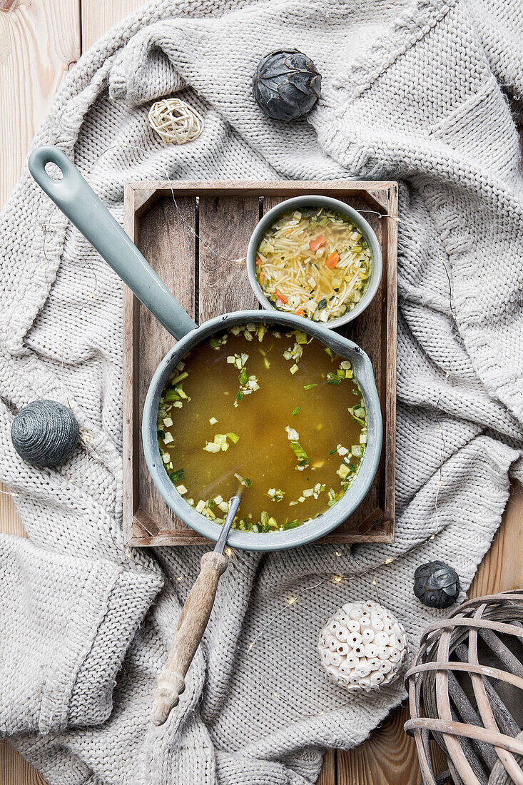 Vegetable and vermicelli soup