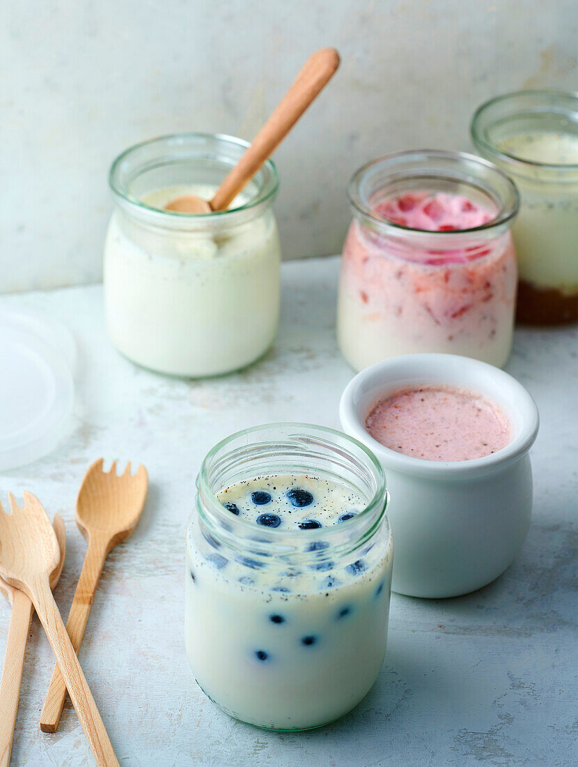 Hausgemachter Joghurt, pur und mit Früchten