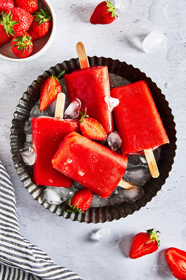 Strawberry Popsicles