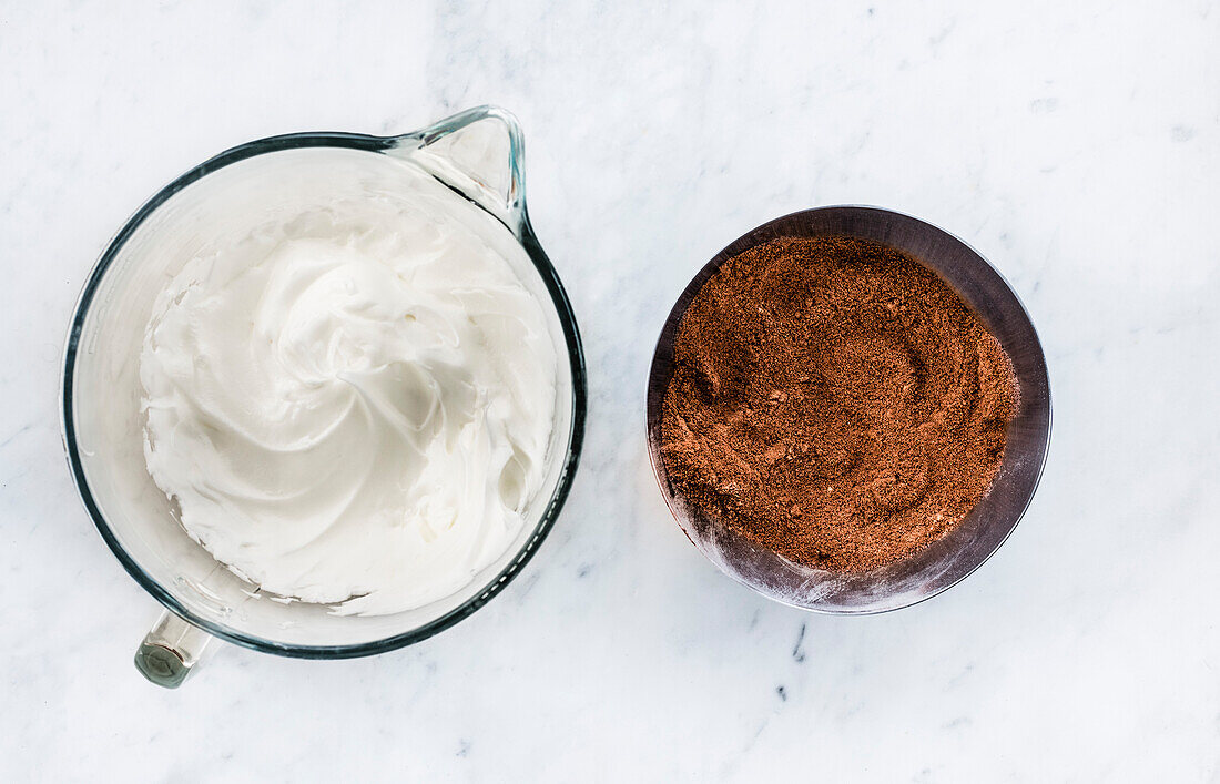 Ingredients for a yule log cake