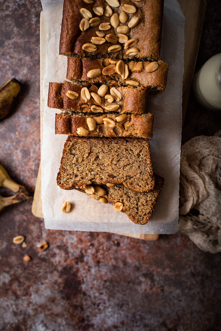 Banana bread with peanuts