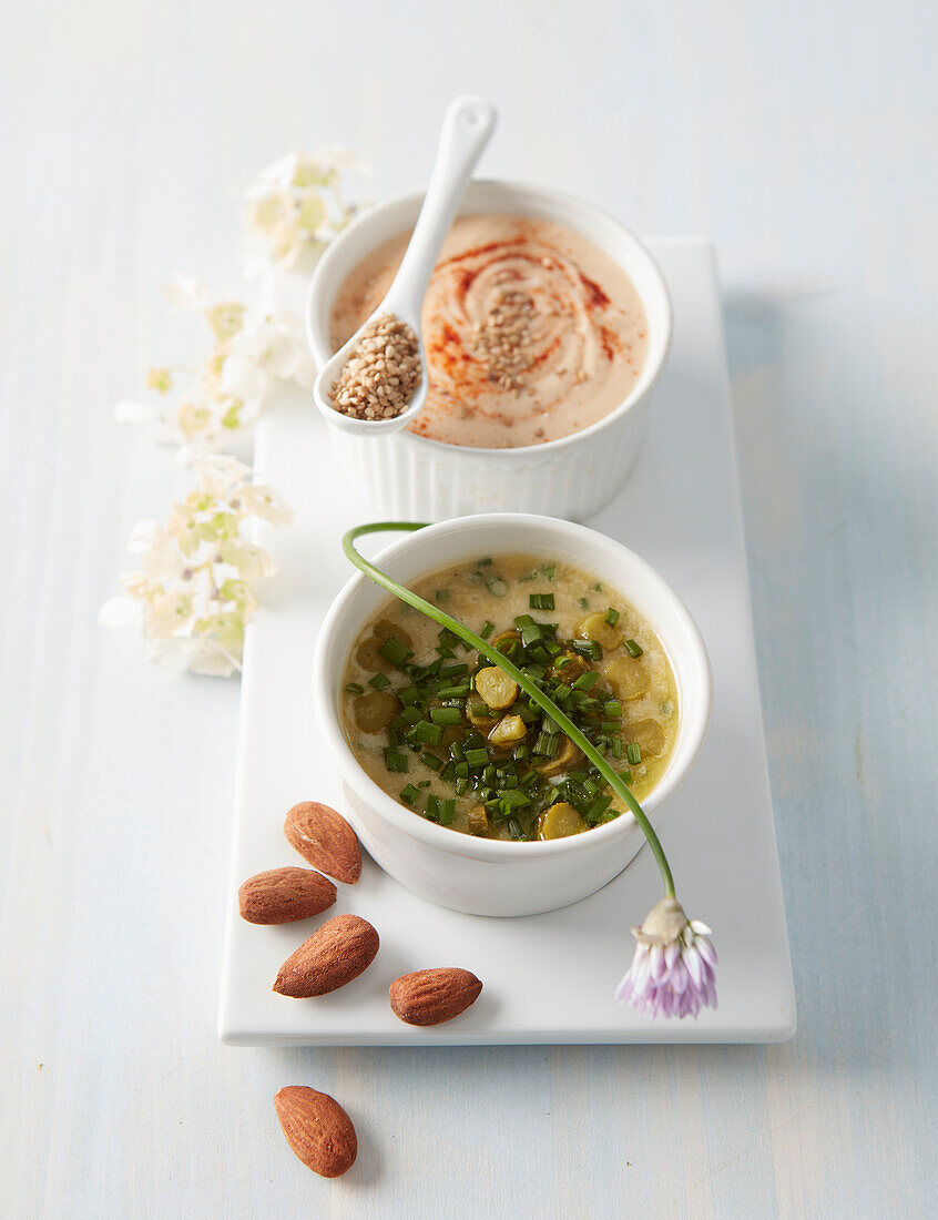 Almond sauce and sesame sauce