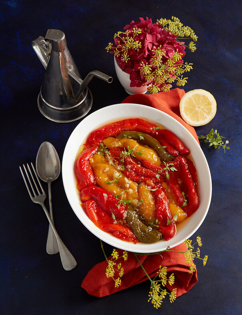 Peppers marinated in olive oil and lemon