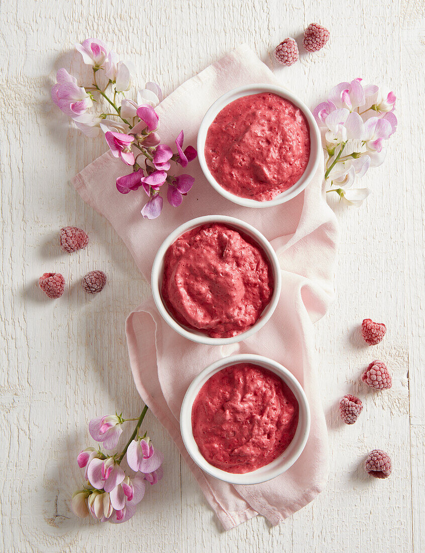Quick homemade raspberry ice cream