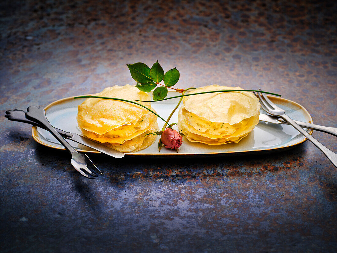 Crab millefeuille for two people