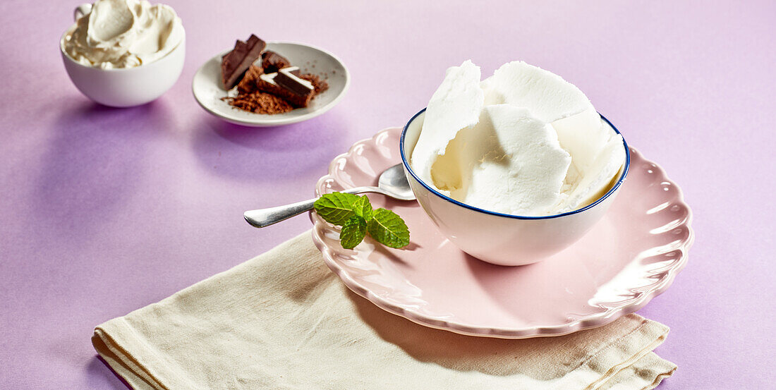 Vanilla ice cream in a bowl