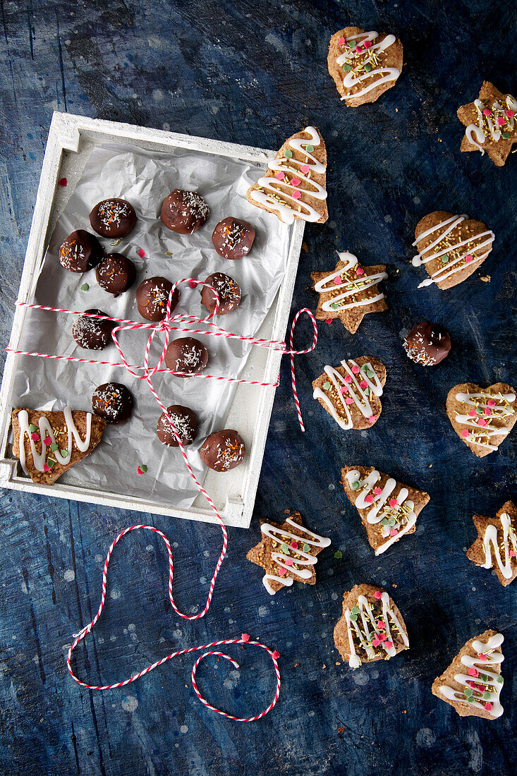 Christmas biscuits and chocolate pralines