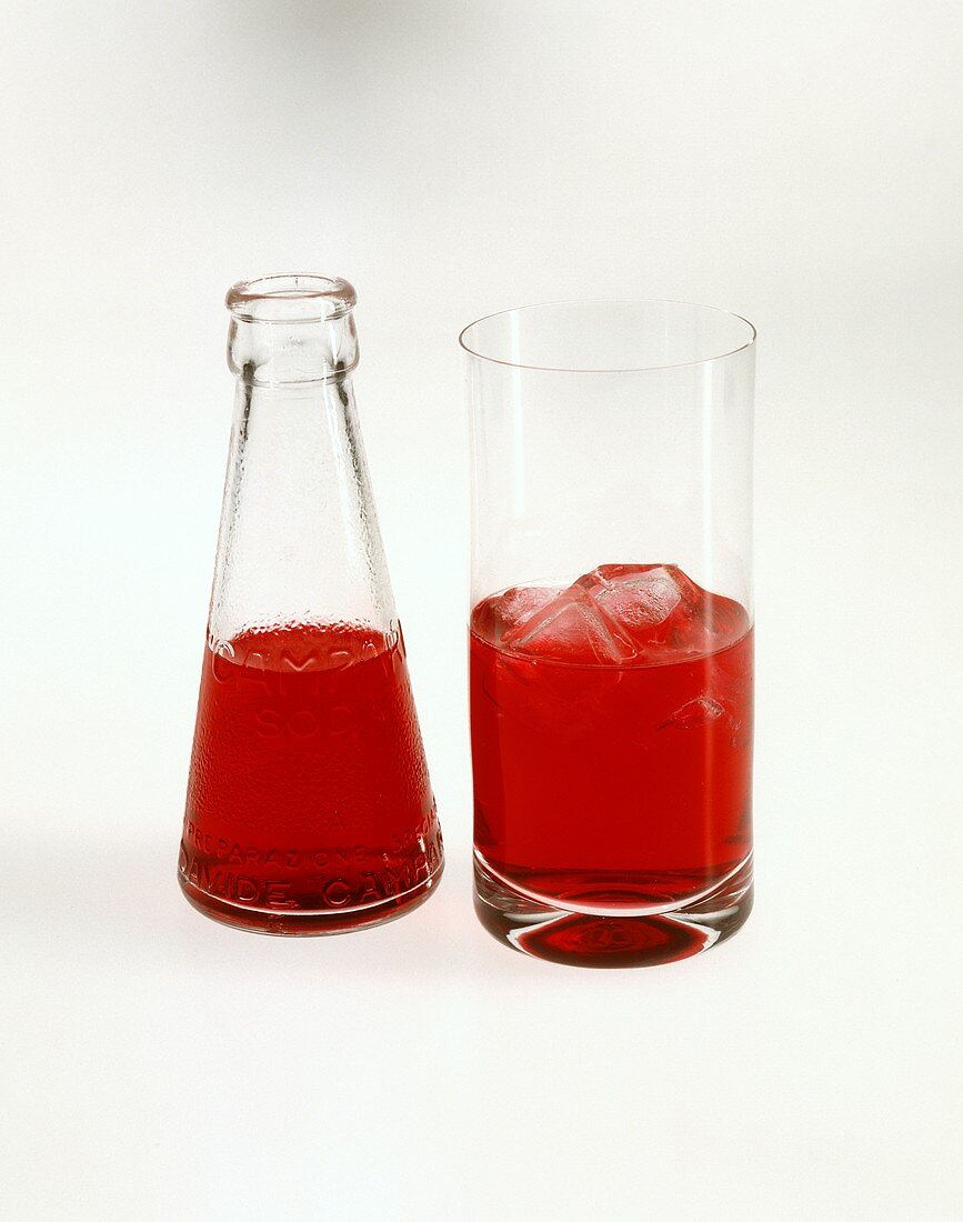 A Bottle and Glass of Campari Soda