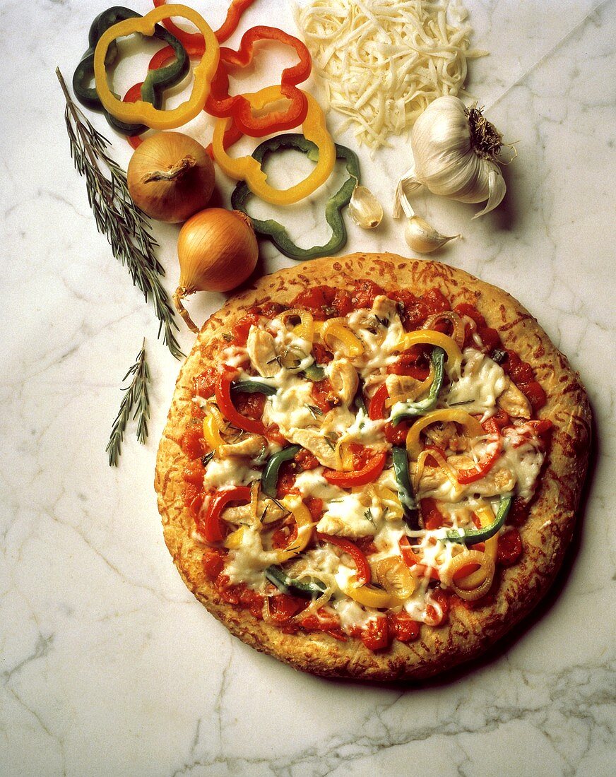 Chicken Pizza with Fresh Vegetables