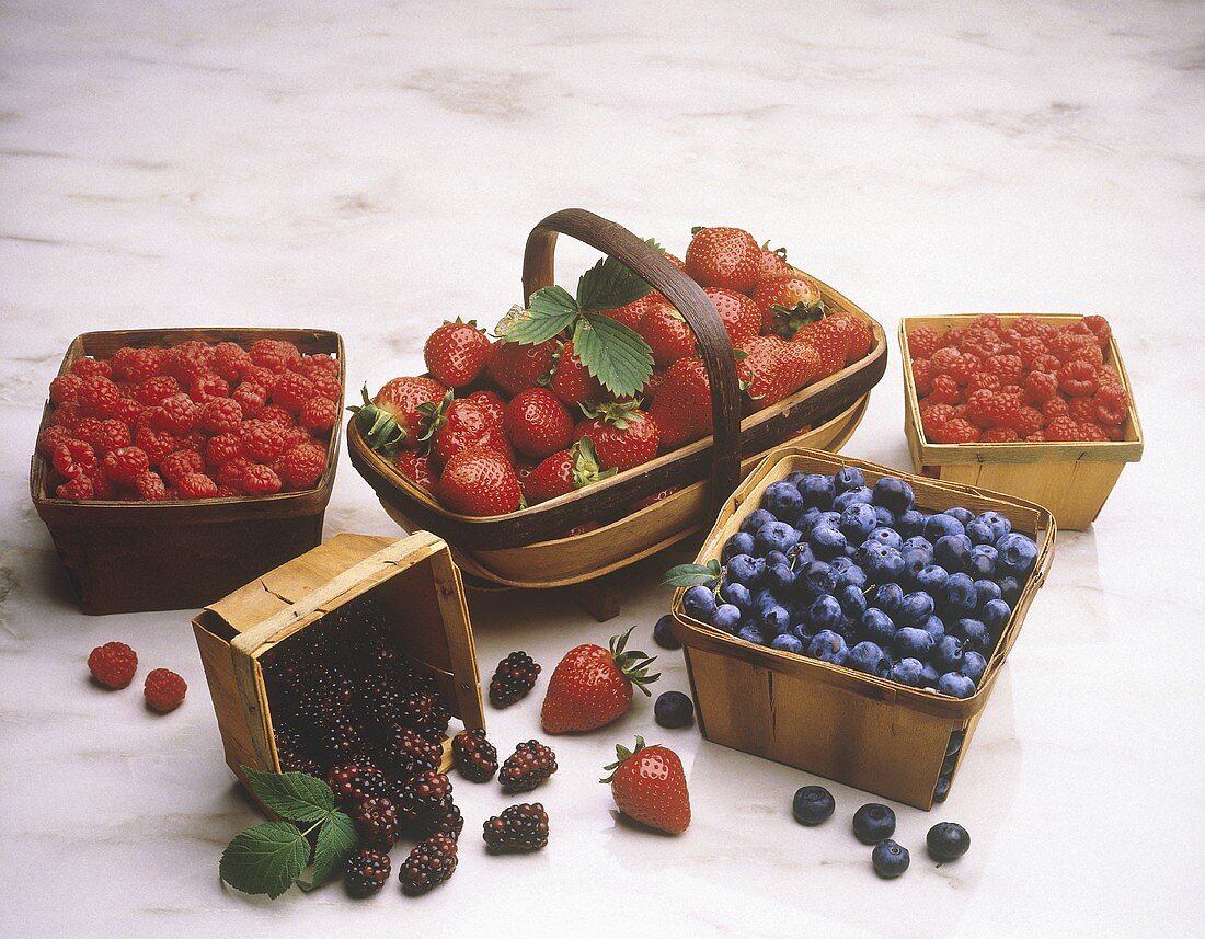 Five Baskets of Assorted Fresh Berries