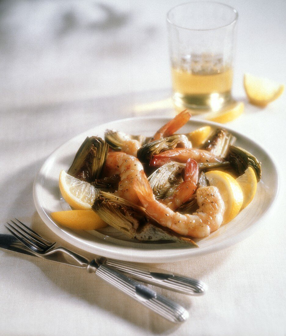 Shrimp with Artichokes and Lemon