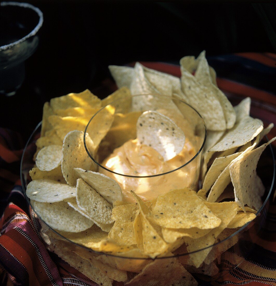 Assorted Corn Chips with Cheese Dip