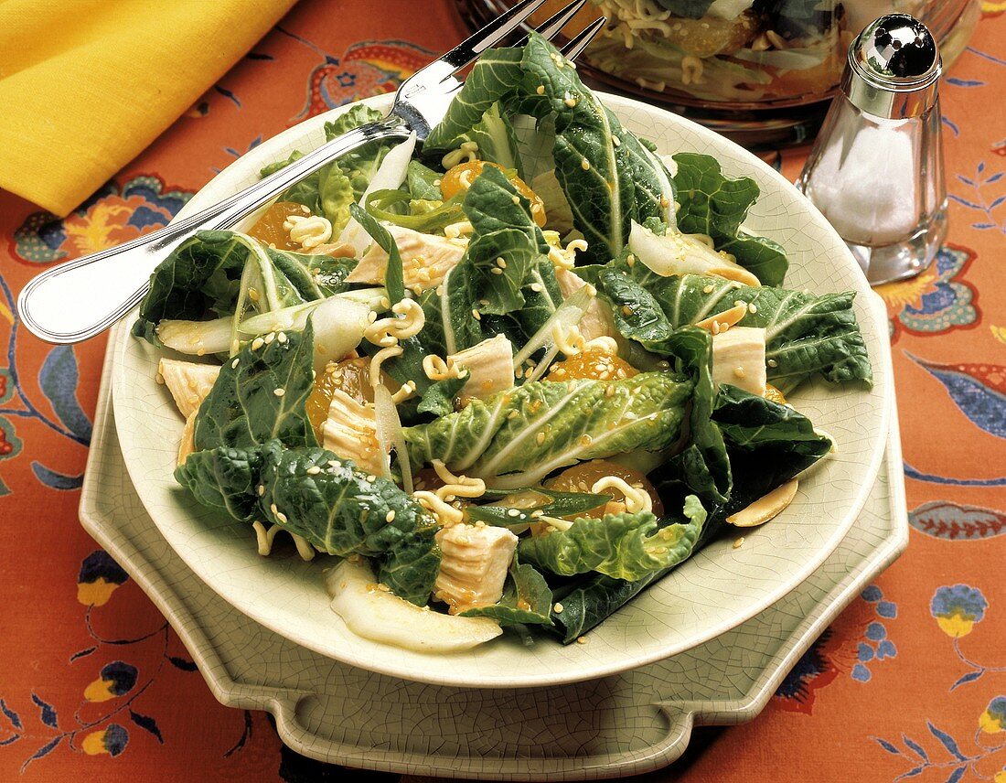 Salad with Chicken and Oranges; Sesame Seeds