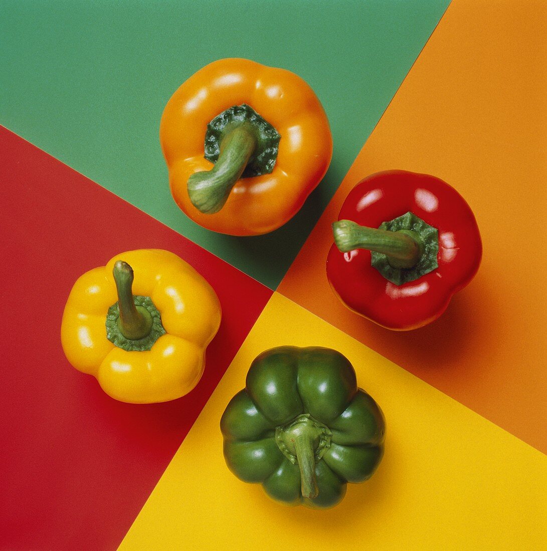 Colorful Bell Peppers from Overhead