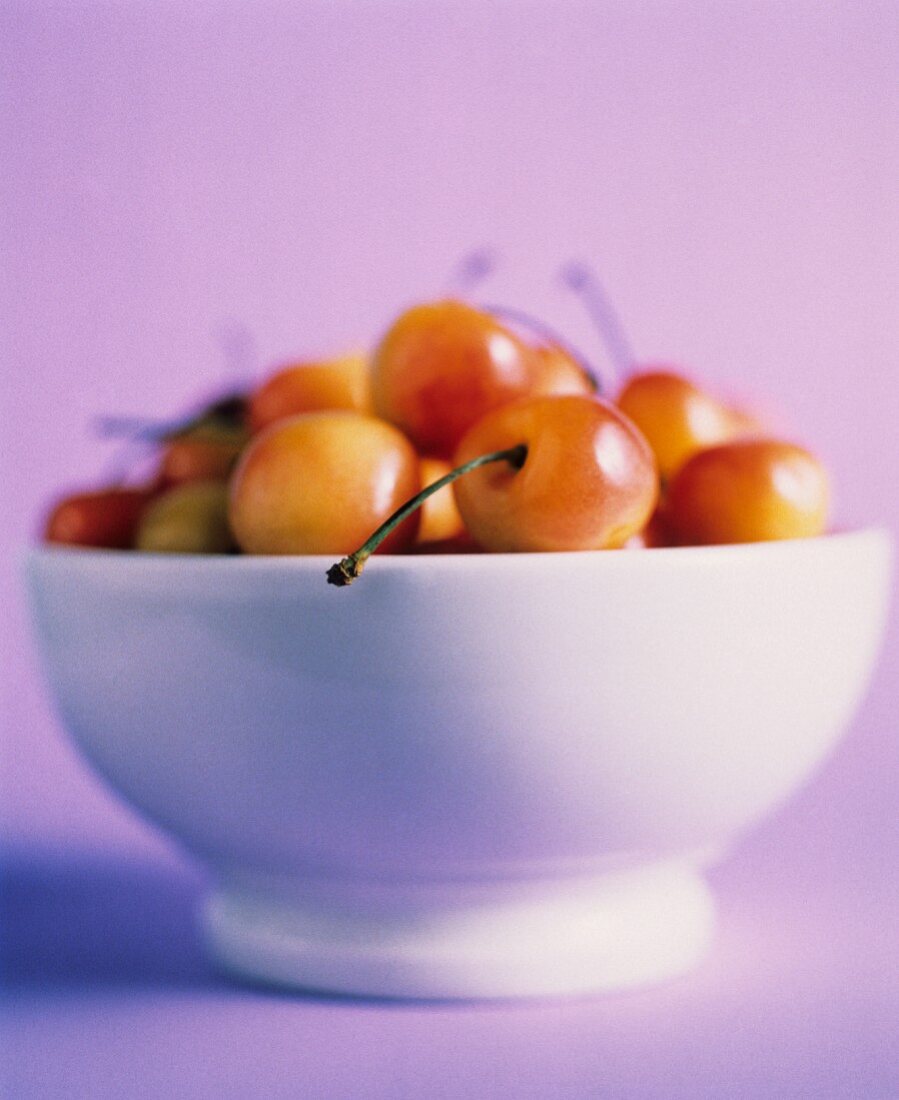 A Bowl of Fresh White Cherries