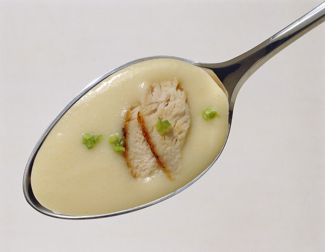 Cream of celeriac soup with chicken breast