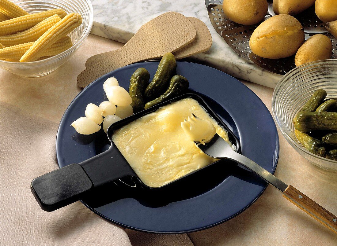 Raclette with Mixed Pickles