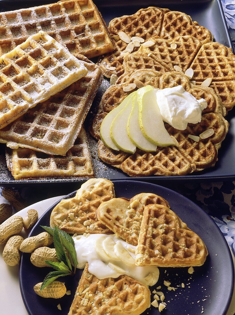 Sweet waffles with nuts and spices