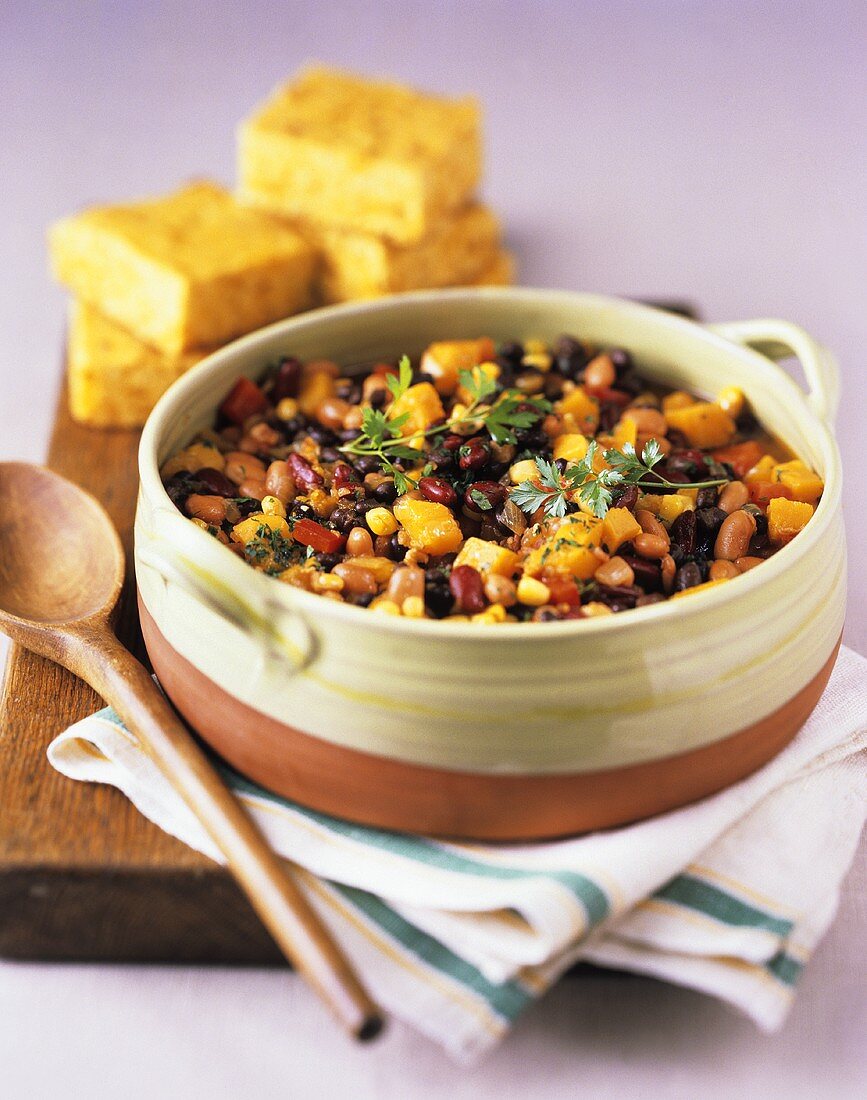 Vegetable Bean Stew with Corn Bread
