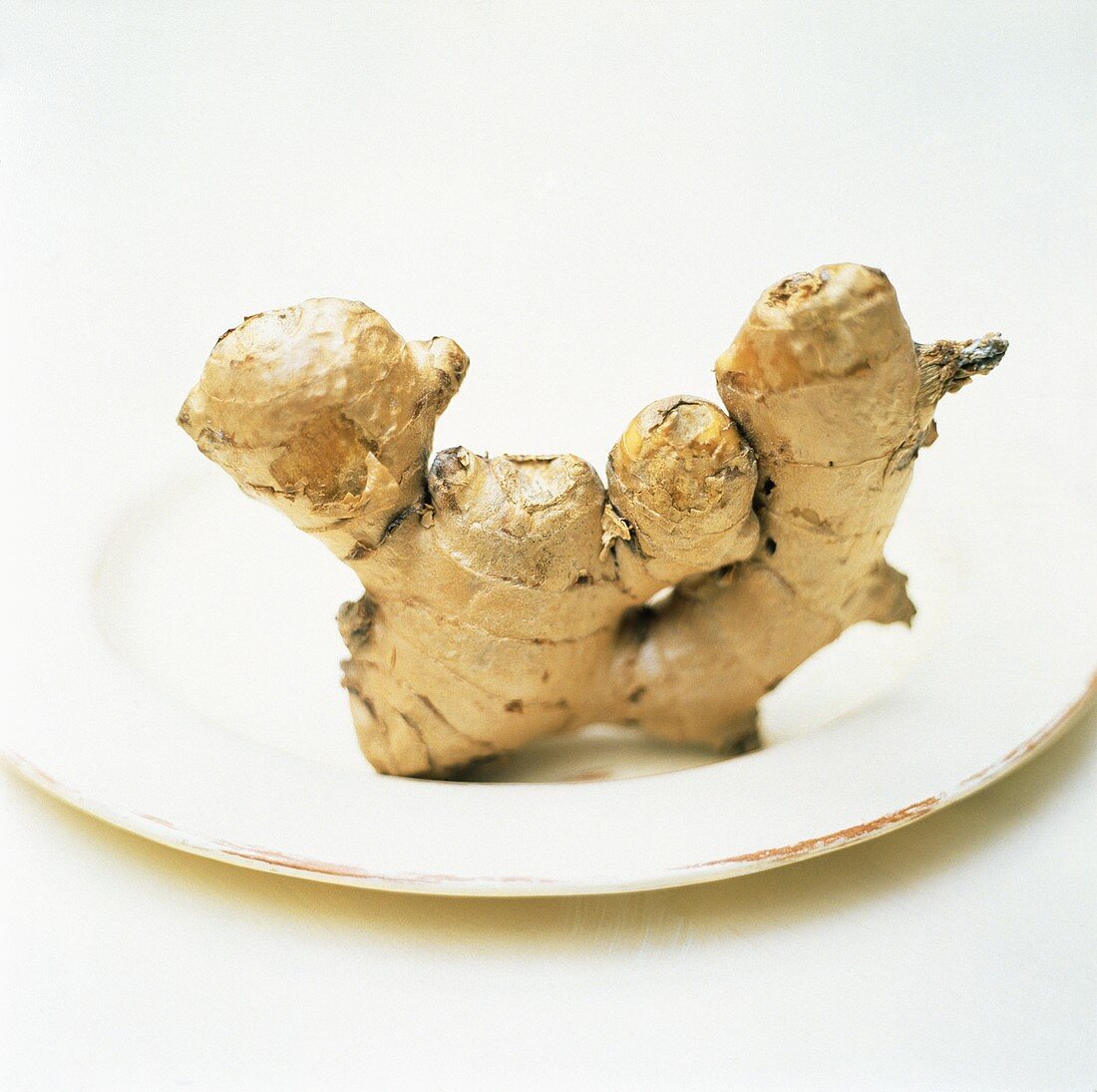 Fresh Ginger Root on a Plate